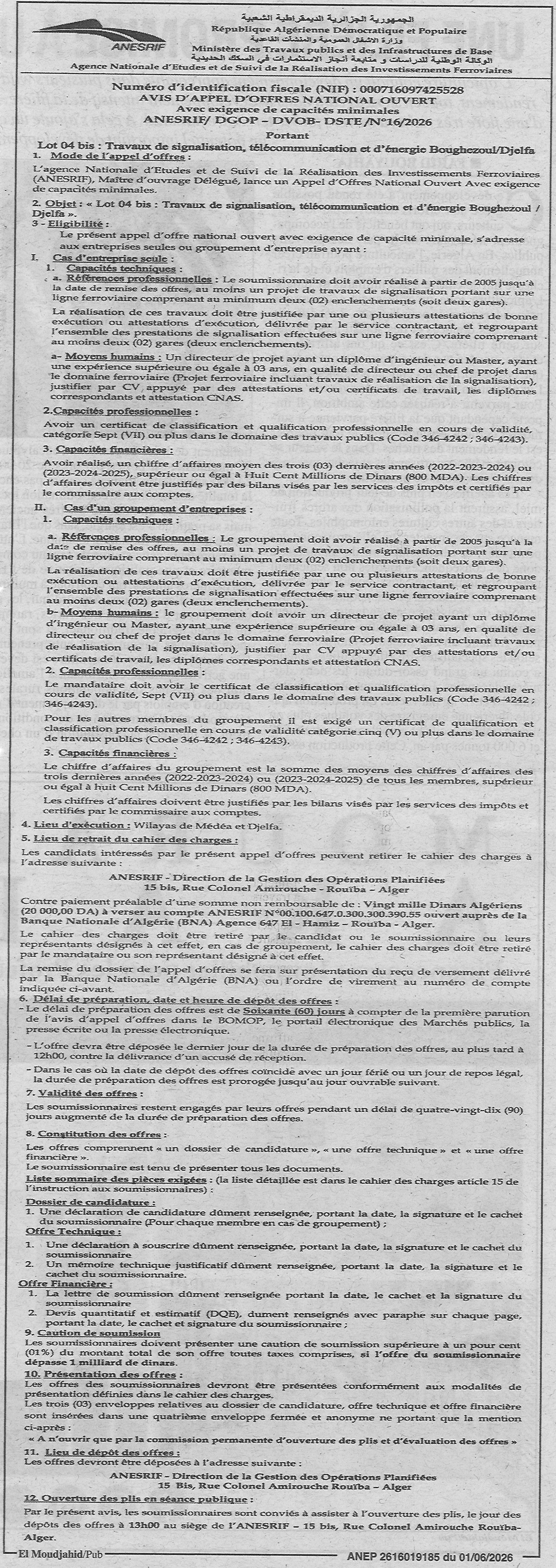 anesrif dgop dvob dste n16 2026 fr