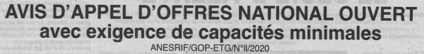 Avis d'appels d'offres