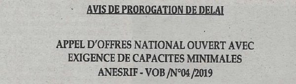 Avis de prorogation de d&eacute;lai