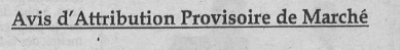 Avis d'attribution provisoire