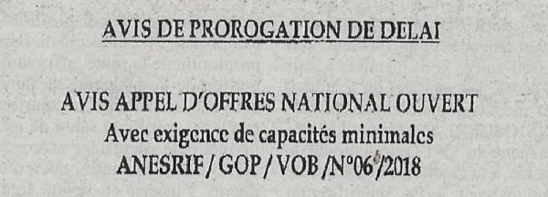 Avis de prorogation de d&eacute;lai