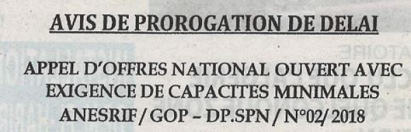Prorogation de d&eacute;lai