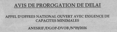 Avis de prorogation de d&eacute;lai