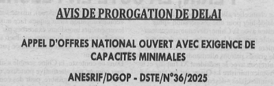 Avis de prorogation de d&eacute;lai