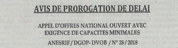 Avis de prorogation de d&eacute;lai