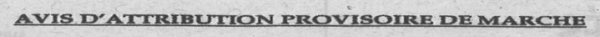 Avis d'attribution provisoire
