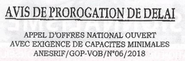 Avis de prorogation de d&eacute;lai