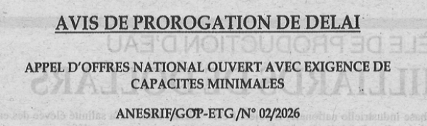 Avis de prorogation de d&eacute;lai