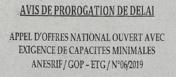 Avis de prorogation de d&eacute;lai