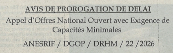 Avis de prorogation de d&eacute;lai