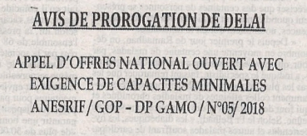 Avis de prorogation de d&eacute;lai