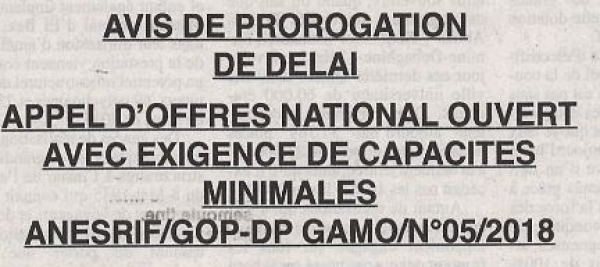 Avis de prorogation de d&eacute;lai