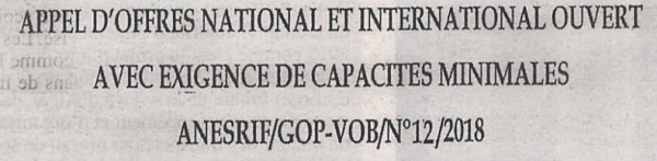 Avis d'appel d'offres