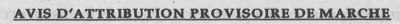 Avis d'attribution provisoire