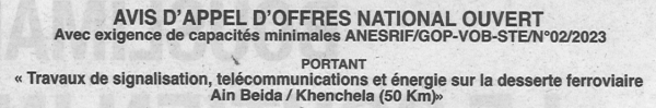 Avis d'appels d'offres