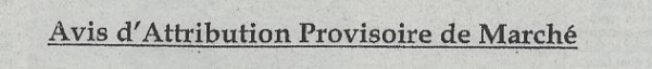 Avis d'attribution provisoire