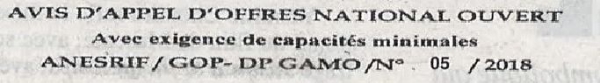Avis d'appel d'offres