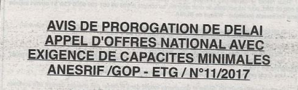 Avis de prorogation de delai