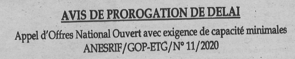 Avis de prorogation de d&eacute;lai