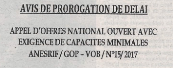Avis de prorogation de d&eacute;lai