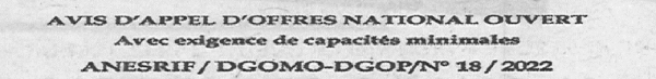 Avis d'appels d'offres