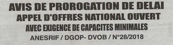 Avis de prorogation de d&eacute;lai