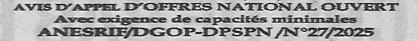 Avis d'appels d'offres