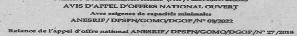 Avis d'appels d'offres