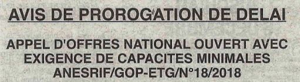 Avis de prorogation de d&eacute;lai