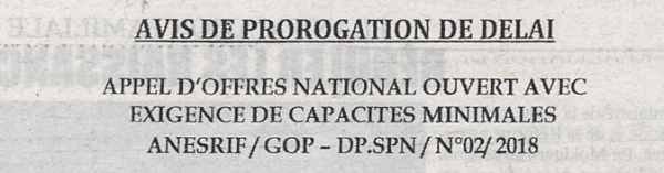 Avis de prorogation de d&eacute;lai