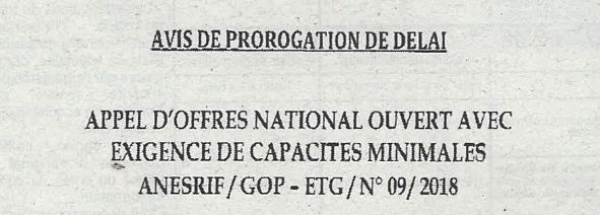 Avis de prorogation de d&eacute;lai
