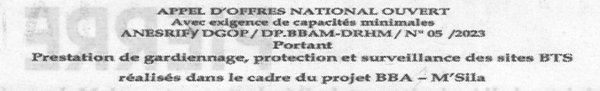 Avis d'appels d'offres