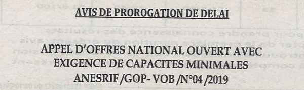 Avis de prorogation de d&eacute;lai