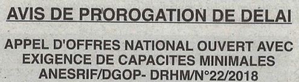 Avis de prorogation de d&eacute;lai
