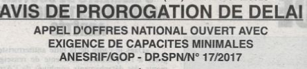 Avis de prorogation de d&eacute;lai