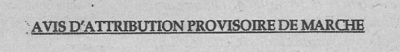 Avis d'attribution provisoire