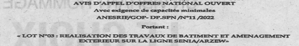 Avis d'appels d'offres