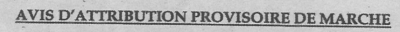 Avis d'attribution provisoire
