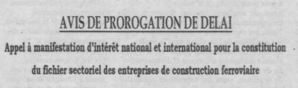 Avis de prorogation de d&eacute;lai