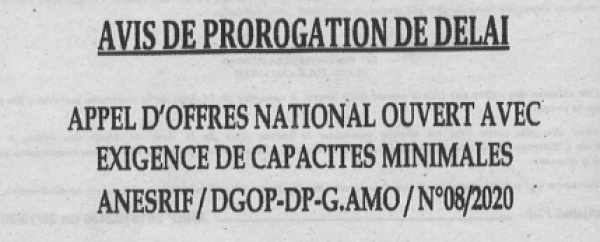 Avis de prorogation de d&eacute;lai