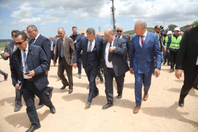 Visite du Ministre des Travaux Publics et des Infrastructures de Base, M. Lakhder Rakhroukh, au projet de chemin de fer Annaba - Oued Ziad.