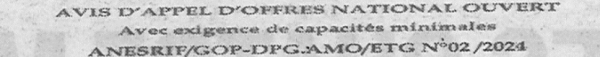 Avis d'appels d'offres