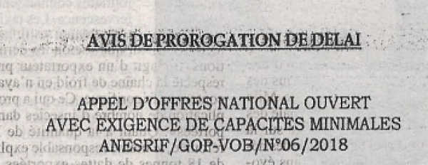 Avis de prorogation de d&eacute;lai