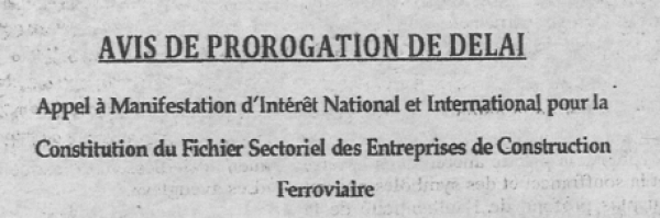 Avis de prorogation de d&eacute;lai