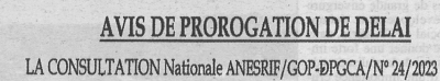Avis de prorogation de d&eacute;lai