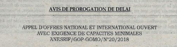 Avis de prorogation de d&eacute;lai