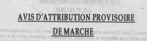Avis d'attribution provisoire