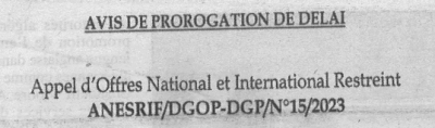 Avis de prorogation de d&eacute;lai