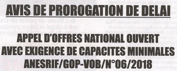 Avis de prorogation de d&eacute;lai