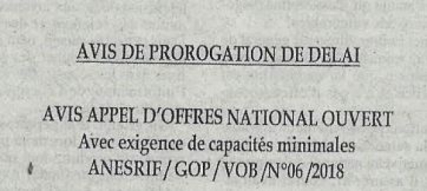 Avis de prorogation de d&eacute;lai